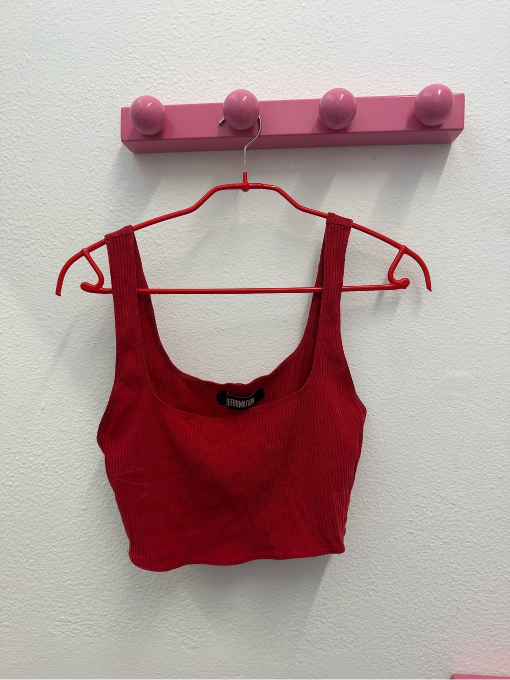Reformation Ribbed Scoop Neck Crop Top